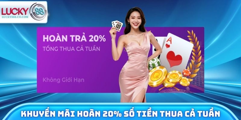 Khuyến mãi hoàn 20% số tiền thua cả tuần